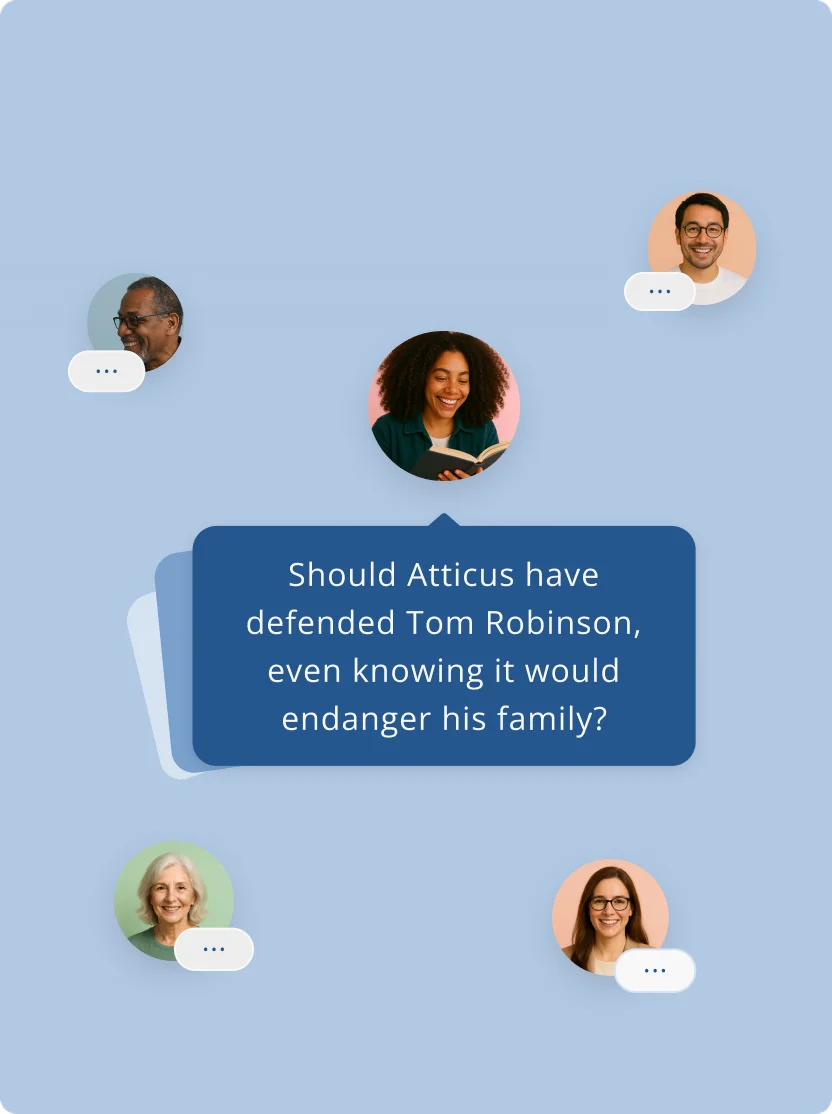 Readers discussing a tailored question about To Kill a Mockingbird